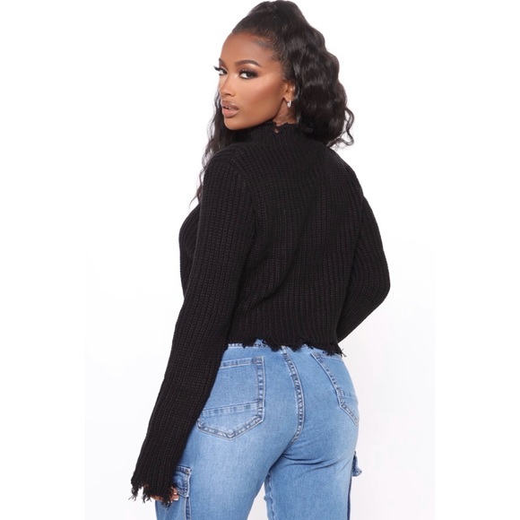 Distressed Crop Turtleneck Sweater - Picture 3 of 3